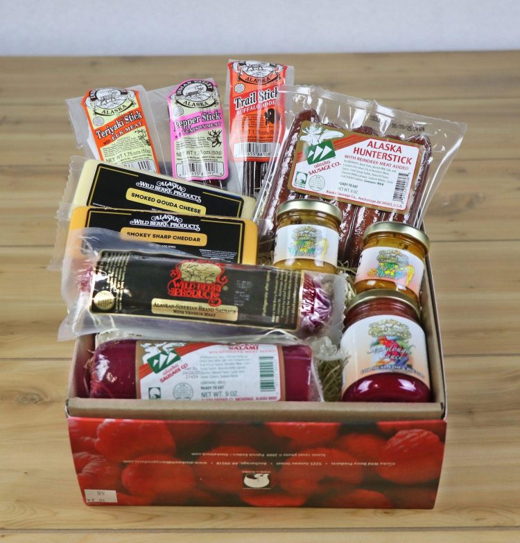 Alaska Wild Berry Hunter's Cache Meats and Cheese Gift Pack