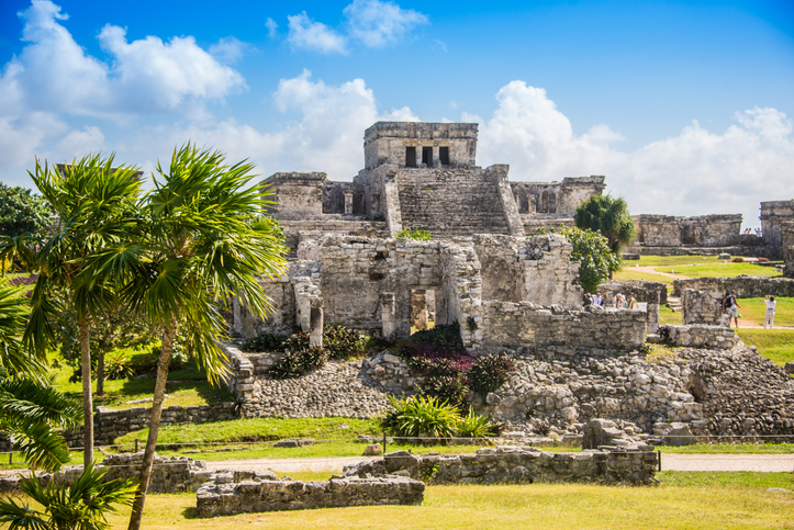 Mayan Ruins Besides Caribbean Sea. Riviera Maya, Traveling America.