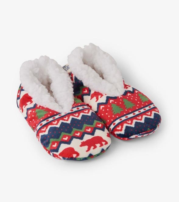 Fair Isle Bear Kids Warm & Cozy Slippers – Alaska Wild Berry Products